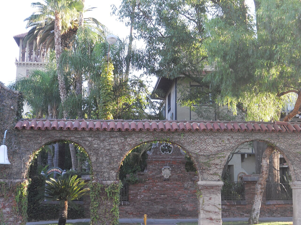 The arches of the historic Mission Inn along Mission Inn Avenue in downtown Riverside