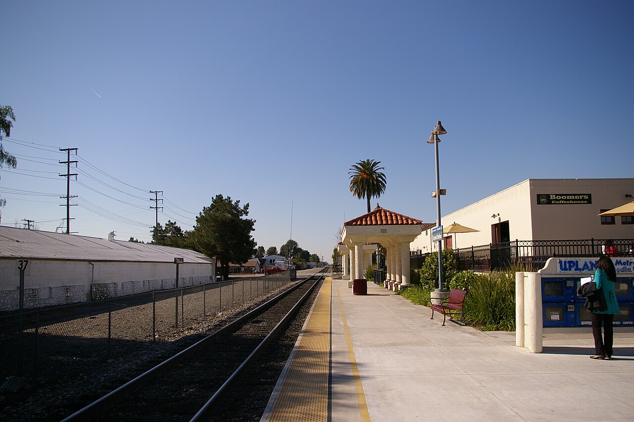 The Upland Metrolink station serving the city’s historic downtown